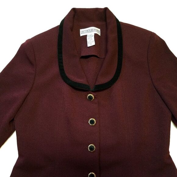 𝅺Vintage Maroon Pencil Skirt Jacket Jessica Howard - Picture 3 of 8